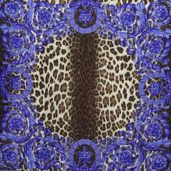 Versace Purple Animal & Baroque Print Silk Scarf