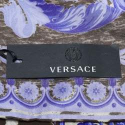 Versace Purple Animal & Baroque Print Silk Scarf