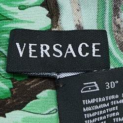 Versace Green Animal & Baroque Print Silk Square Scarf