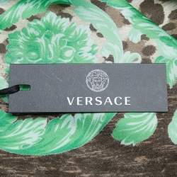 Versace Green Animal & Baroque Print Silk Square Scarf