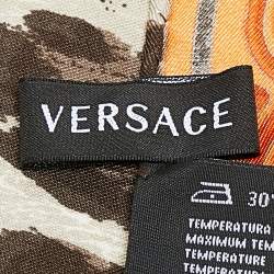 Versace Orange Animal & Baroque Print Silk Scarf