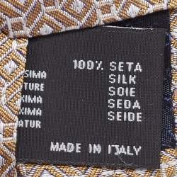Versace Gold Geometric Pattern Silk Tie