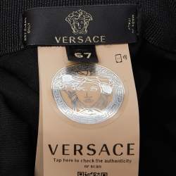 Pre Owned Versace Black Studded Medusa Cotton Blend Baseball Cap Size 57