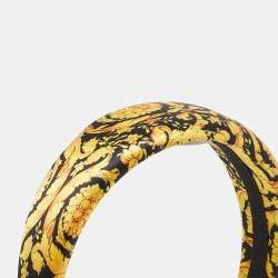 Pre Owned Versace Black/Yellow Barocco Satin Headband