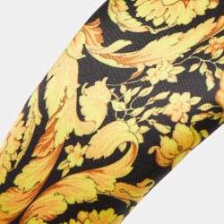 Pre Owned Versace Black/Yellow Barocco Satin Headband