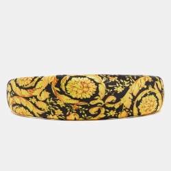 Pre Owned Versace Black/Yellow Barocco Satin Headband