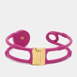 Pre Owned Versace Medusa Safety Pin Two Tone Metal Crystal Bracelet