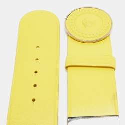 Versace Yellow Leather and Chainlink Medussa Round Belt 75CM