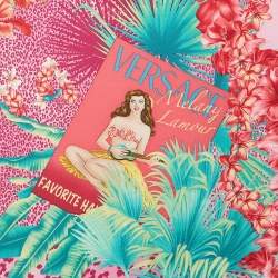 Pre Owned Versace Pink Melany Lamour Aloha Print Silk Scarf