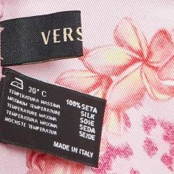 Pre Owned Versace Pink Melany Lamour Aloha Print Silk Scarf