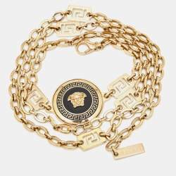 Versace Medusa Enamel Gold Tone Chain Belt