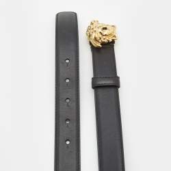 Versace Black Leather Medussa Buckle Belt 90CM