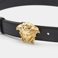 Versace Black Leather Medussa Buckle Belt 90CM