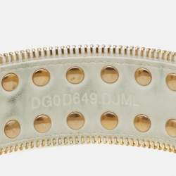 Versace White Leather Studded Double Wrap Wide Bracelet