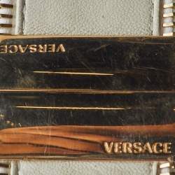 Versace White Leather Studded Double Wrap Wide Bracelet