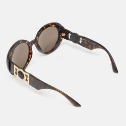 Pre Owned Versace Brown Tortoise MOD 4414 Medusa Round  Sunglasses