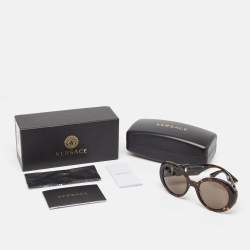 Pre Owned Versace Brown Tortoise MOD 4414 Medusa Round  Sunglasses