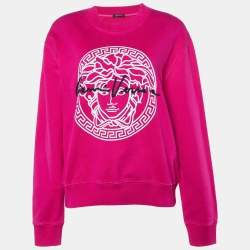 Versace Pink Medusa Print Cotton Embroidered Sweatshirt M