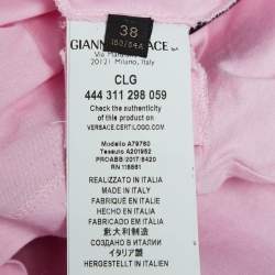 Pre Owned Versace Tribute Pink Logo Embroidered Cotton Knit T-Shirt S
