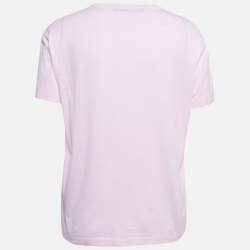 Pre Owned Versace Tribute Pink Logo Embroidered Cotton Knit T-Shirt S