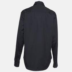 Pre Owned Versace Black Printed Cuff Cotton Long Sleeve Shirt S