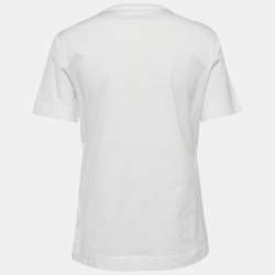Pre Owned Versace White Logo Print Cotton T-Shirt S