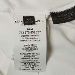 Pre Owned Versace White Logo Print Jersey Long Sleeve T-Shirt M