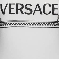 Pre Owned Versace White Logo Print Jersey Long Sleeve T-Shirt M