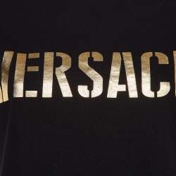 Pre Owned Versace Black Logo Print Cotton Jersey Tank Top S