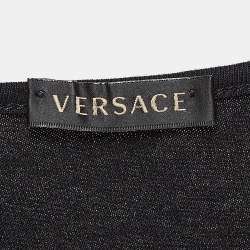 Pre Owned Versace Black Logo Print Cotton Jersey Tank Top S