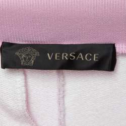 Pre Owned Versace Pink Monogram Print Cotton Jogger Pants S