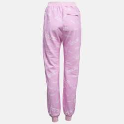 Pre Owned Versace Pink Monogram Print Cotton Jogger Pants S