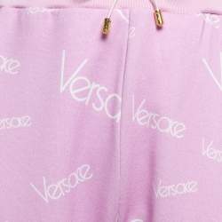Pre Owned Versace Pink Monogram Print Cotton Jogger Pants S