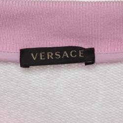 Versace Pink Monogram Print Cotton Crew Neck Sweatshirt M