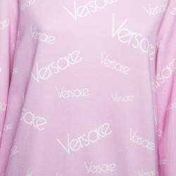 Versace Pink Monogram Print Cotton Crew Neck Sweatshirt M