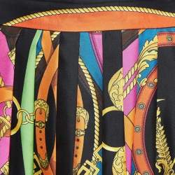 مملوكة مسبقًا Versace Black/Multicolor Printed Silk Mini Skirt M