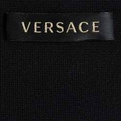Versace Black/Multicolor Print Silk Crop Top M