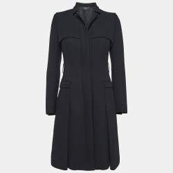 Versace Black Wool Single-Breasted Trench Coat S