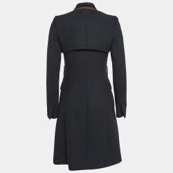 Versace Black Wool Single-Breasted Trench Coat S