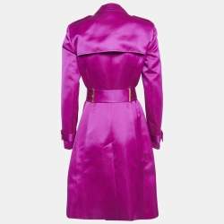 Pre Owned Versace Pink Crepe Double Breasted Button Detail Trench Coat S