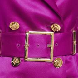 Pre Owned Versace Pink Crepe Double Breasted Button Detail Trench Coat S