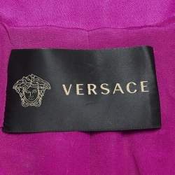 Pre Owned Versace Pink Crepe Double Breasted Button Detail Trench Coat S