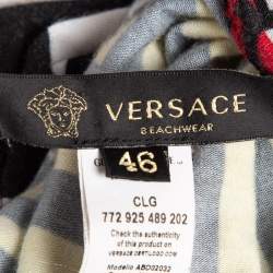 Pre Owned Versace Multicolor Geometric Greek Print Jersey Mini Dress L