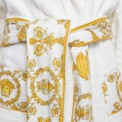Pre Owned Versace Home White Monogram Medusa Amplified Terry Bathrobe XL