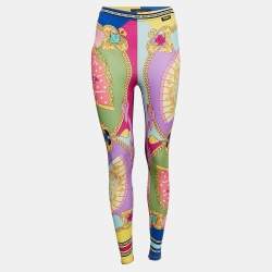 Pre Owned Versace Multicolor Ventagli Print Jersey Leggings S