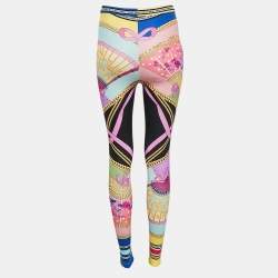 Pre Owned Versace Multicolor Ventagli Print Jersey Leggings S
