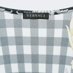 Versace Black Checks and Barocco Print Jersey Bodycon Dress XS