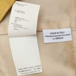 Pre Owned Versace Yellow/Beige Leather and Mink Fur Long Coat L