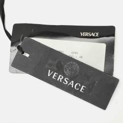 Pre Owned Versace Yellow/Beige Leather and Mink Fur Long Coat L