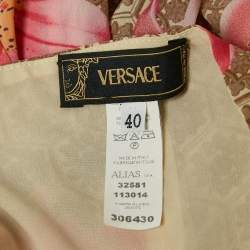 Versace Pink Floral Print Silk Drape Style Halter Neck Top S